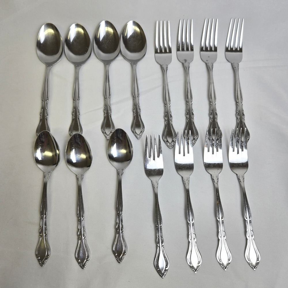 15 Piece Rogers Stainless Korea Flatware Set Auberge Pattern Forks Spoons